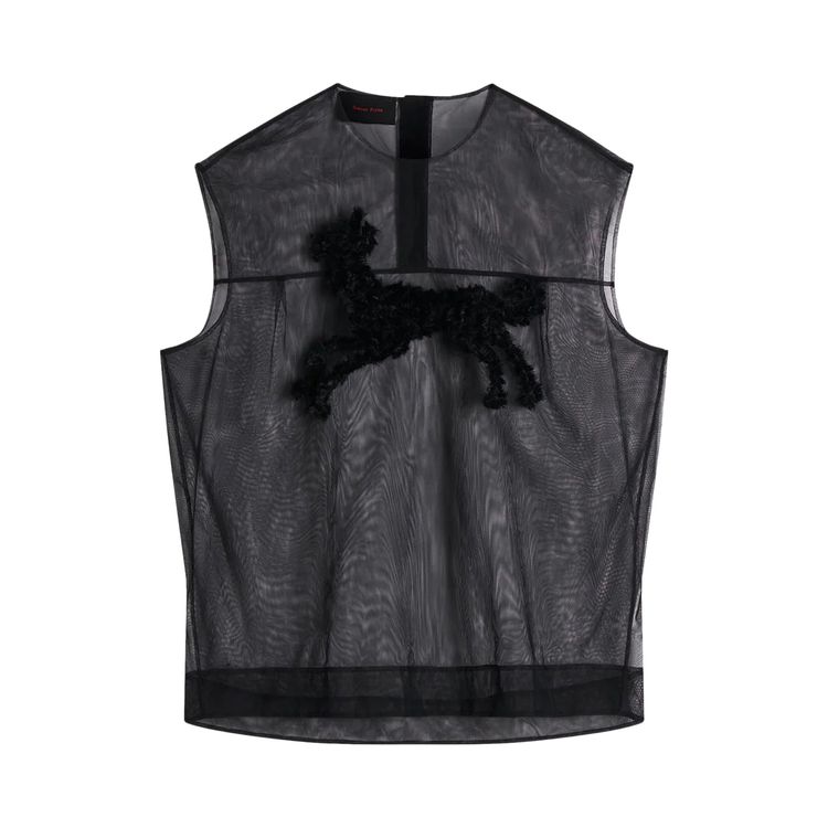 

Топ Simone Rocha Sheer Boxy Tank Top With Creature Embroidery 'Black', черный