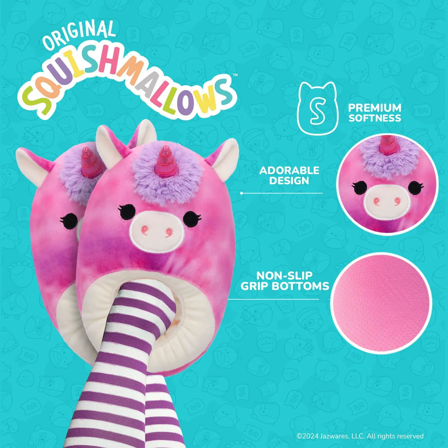 Мягкие плюшевые тапочки Squishmallows, легкие, теплые и удобные, тапочки для дома для детей и взрослых (размеры 11-1 для маленьких детей / 2-5 для больших детей / 5-10 для взрослых) — фото 4