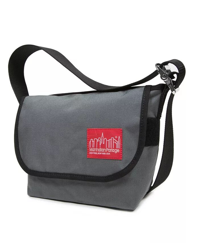 

Маленькая сумка-мессенджер в елочку Jr Manhattan Portage, серый