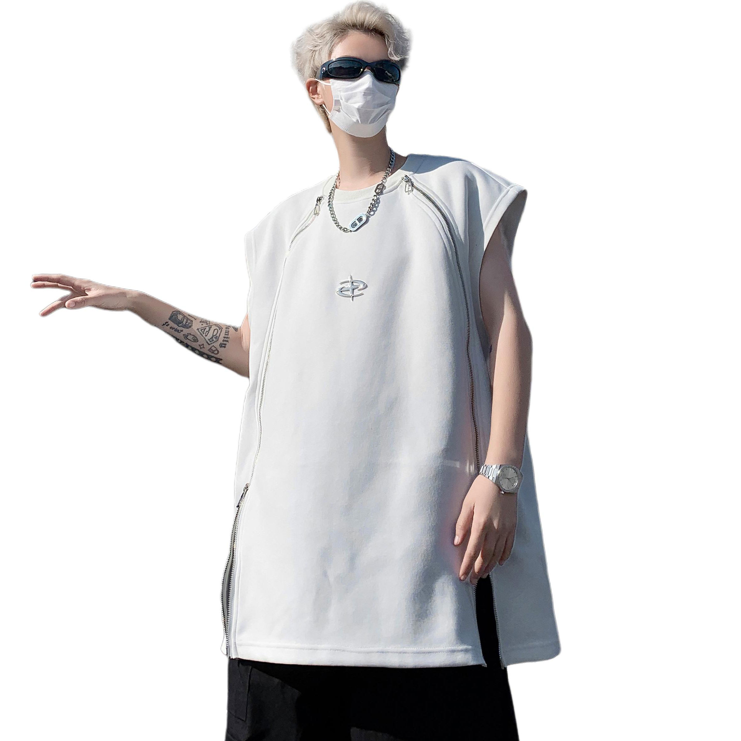 

Топ-майка унисекс с круглым вырезом и умеренной длиной без рукавов ZIAREL, белый