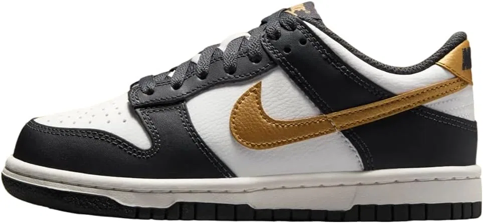 Детские кроссовки Nike Dunk Low, Summit White/Anthracite/Metallic Gold