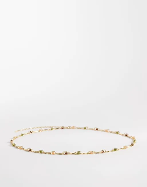 

Золотой ремень-цепочка с отделкой камнями Mango