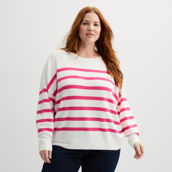 

Свитер больших размеров с рукавами-фонариками Sonoma Goods For Life, цвет ivory neon stripe