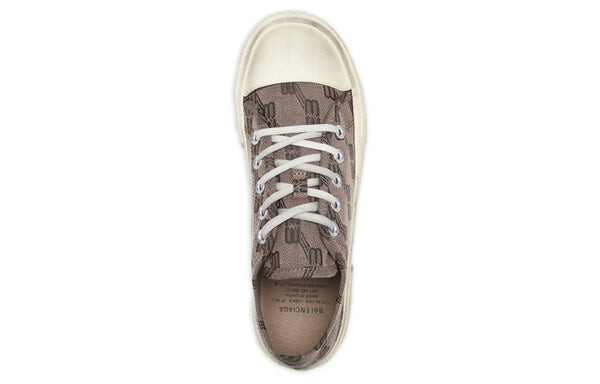 Кроссовки paris low top sneakers 'tan allover logo cotton and white rubber' Balenciaga, бежевый — фото 2