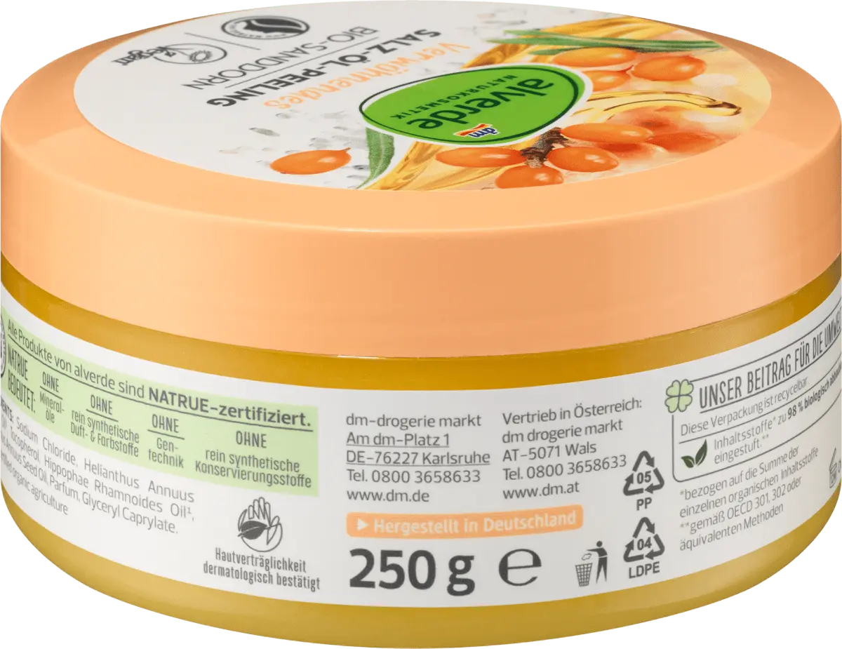 Балансирующий солевой и масляный пилинг 250г alverde NATURKOSMETIK — фото 3