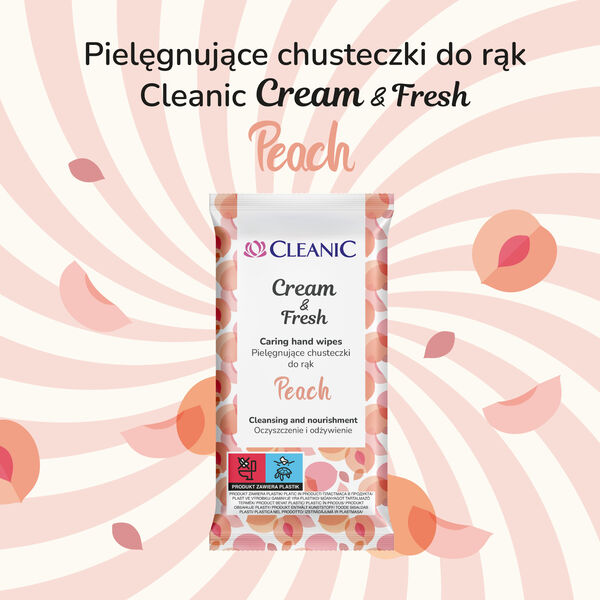 Салфетки для рук персикового цвета, 15 шт./1 упаковка. Cleanic Cream&Fresh — фото 2
