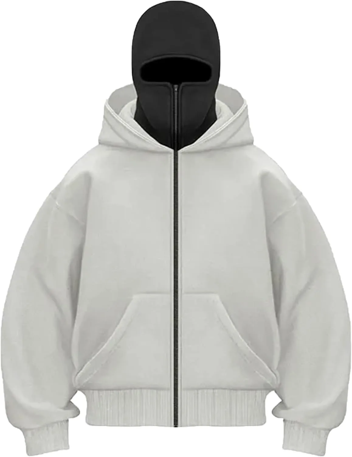 

Унисекс худи с молнией и маской, зимняя ветрозащитная флисовая куртка