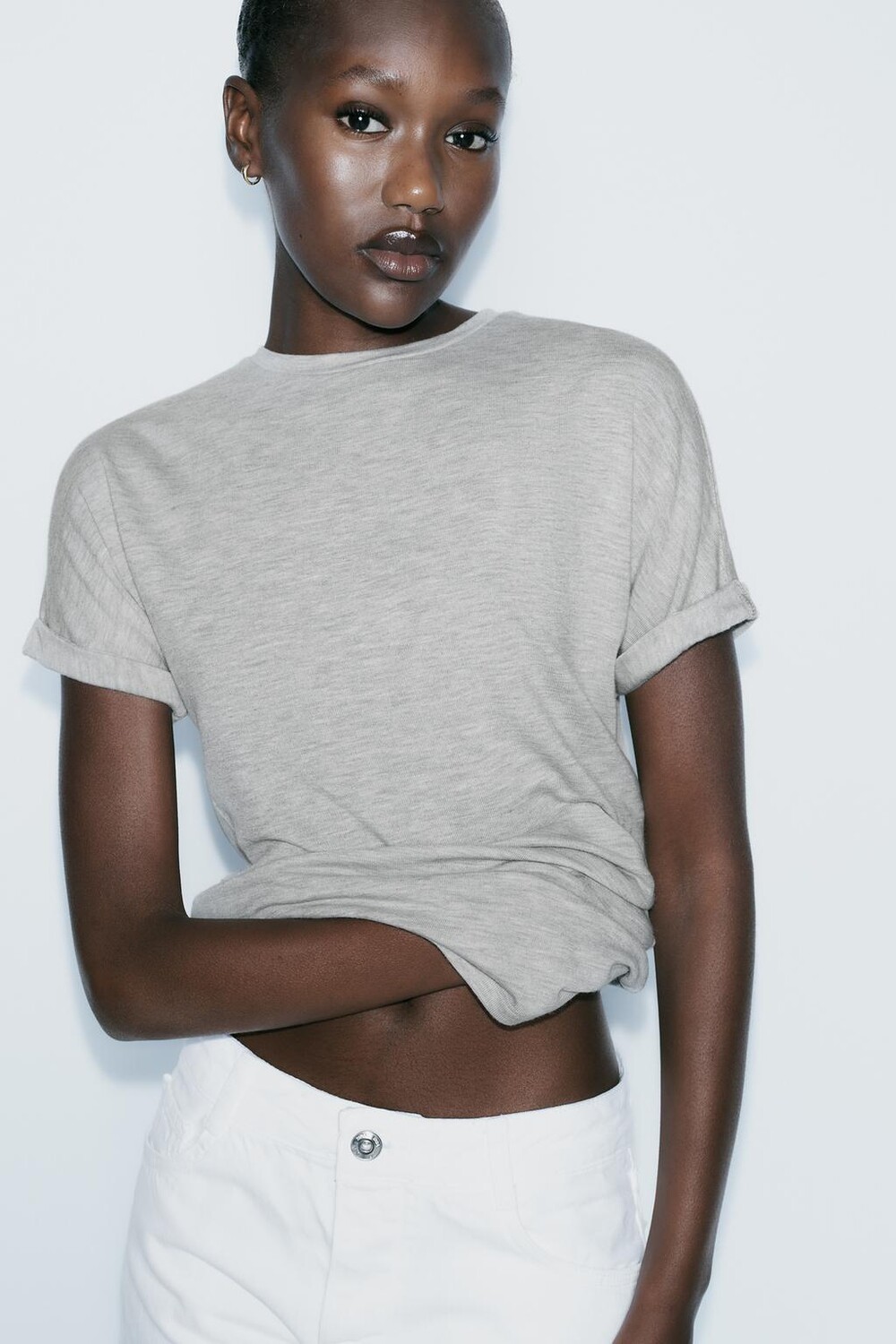 

Футболка с коротким рукавом ZARA, серый мергель