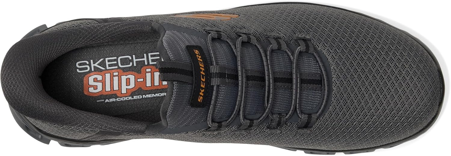 Мужские слипоны Skechers Glide-Step Noxus без шнурков, оранжевый/угольный — фото 3
