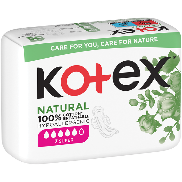 

Супер гигиенические прокладки, 7 шт./1 упаковка. Kotex Natural eve single