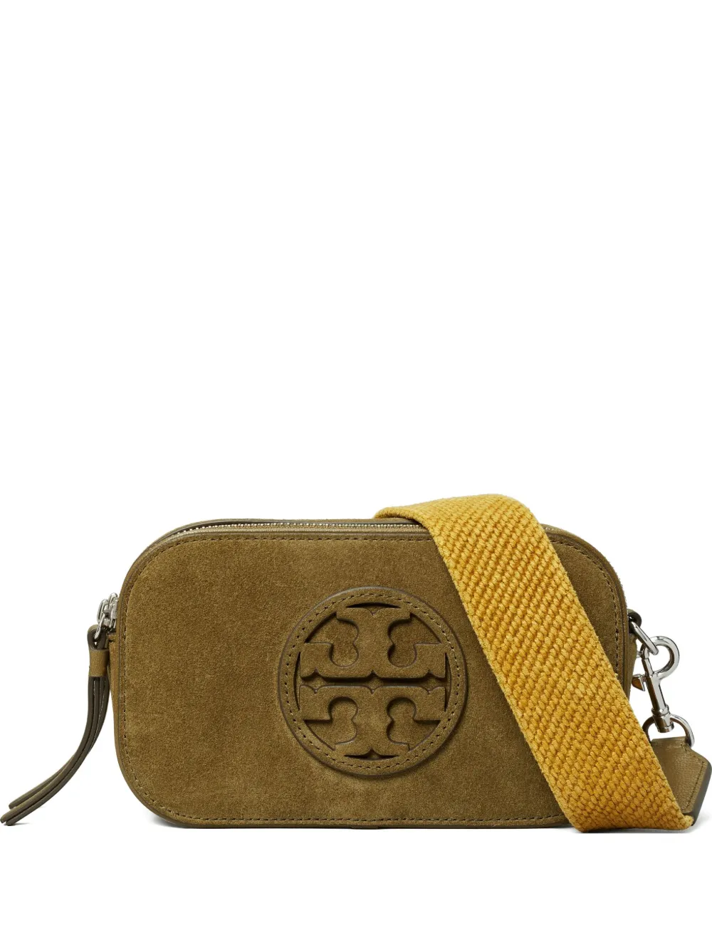 

Мини-сумка через плечо из замши с логотипом Miller Tory Burch, коричневый