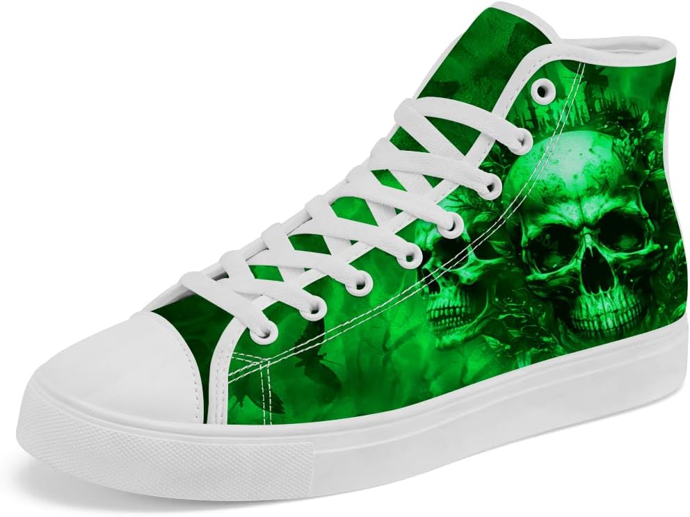 

Кеды на высокой подошве с черепом из холщовой ткани, готические с бабочкой, на шнуровке, повседневная обувь для женщин и мужчин Chebing, зеленый
