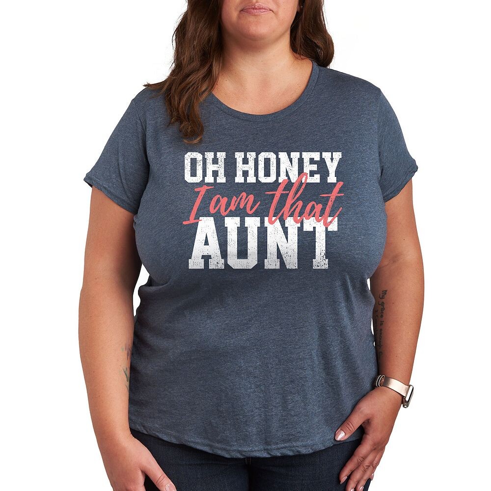 

Футболка Plus Oh Honey I Am That Aunt с рисунком Licensed Character, цвет Heather Blue