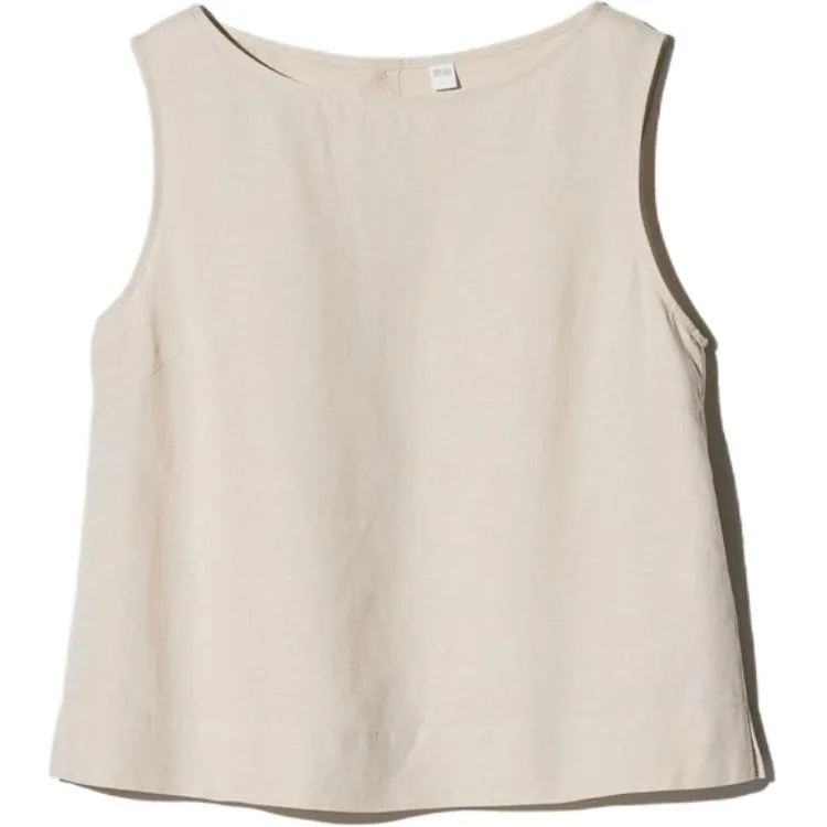 UNIQLO SS26 Футболка женская светлая бежевая с круглым вырезом