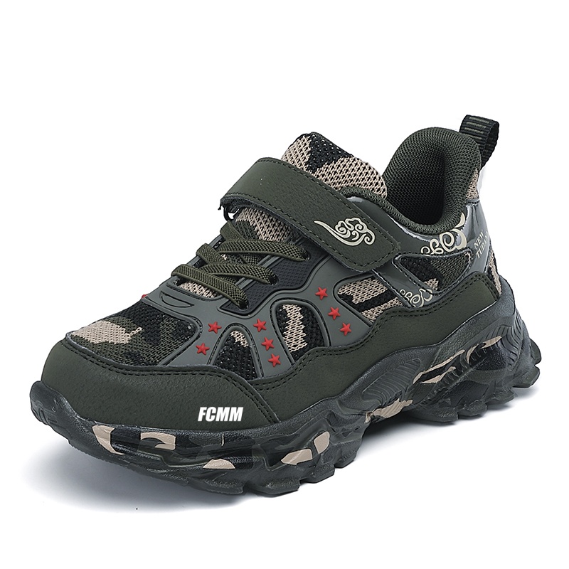 

FCMM Противоскользящие повседневные кроссовки Rebound Mid Top с зеленым камуфляжным принтом для детей