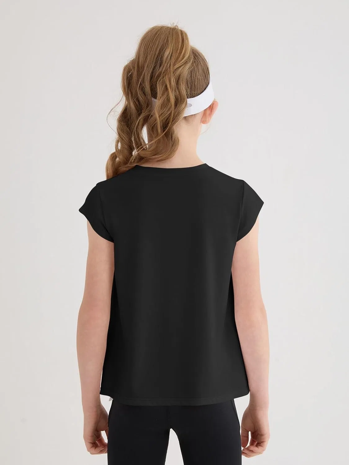 Футболка для девочек Haloumoning с кап-рукавами, Athletic, Black — фото 4
