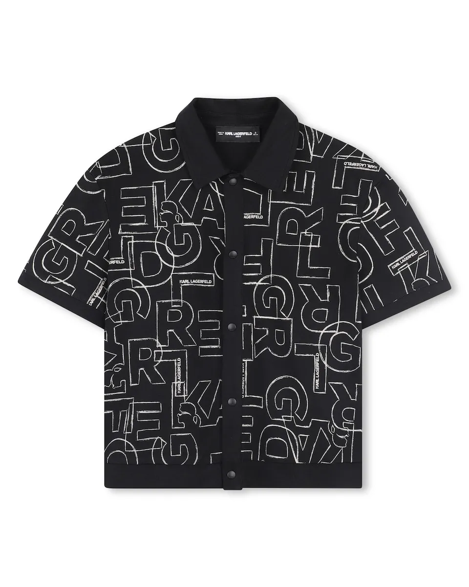 

Детская рубашка черного цвета из хлопка Karl Lagerfeld Kids