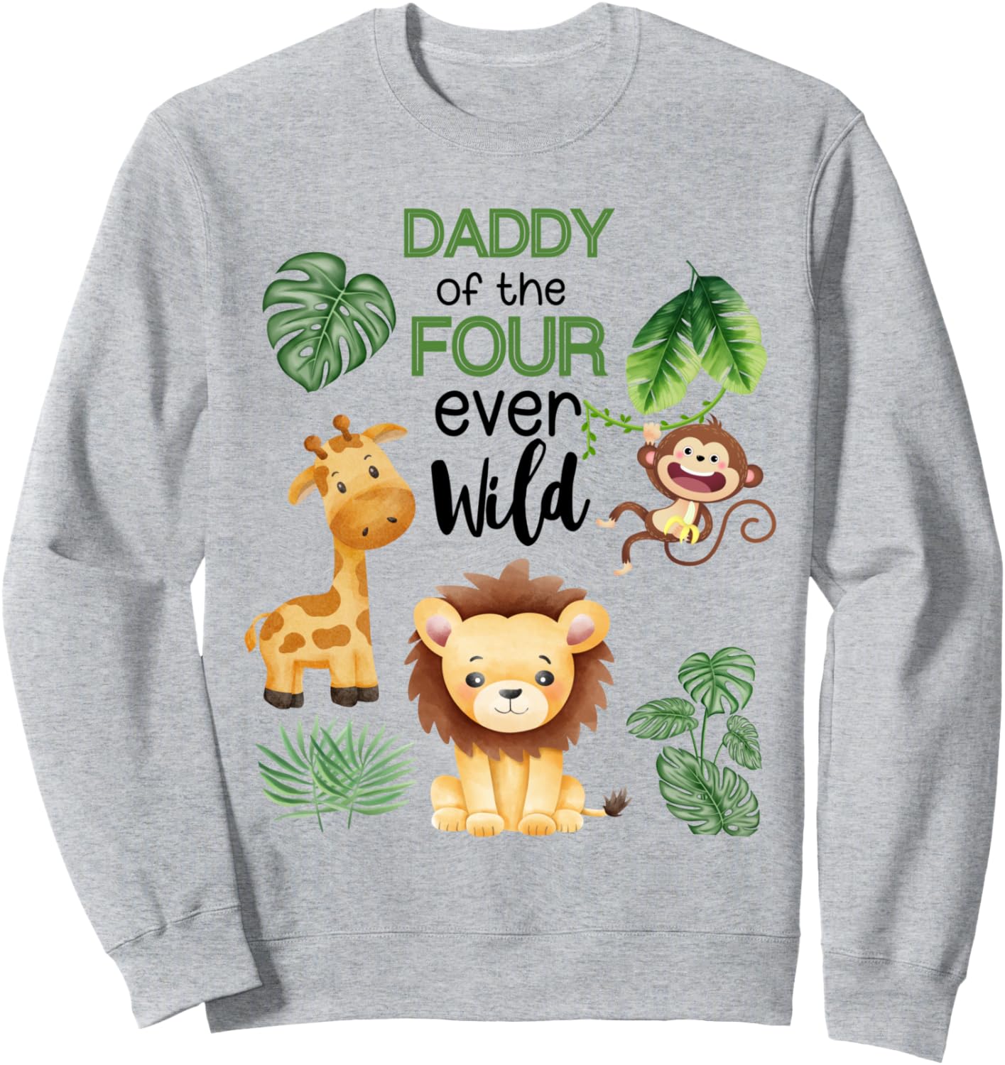 

Толстовка «Папа мисс Вечно Дикие Джунгли» на 4-й день рождения Family Look Jungle Safari Themed Decoration Gifts, серый