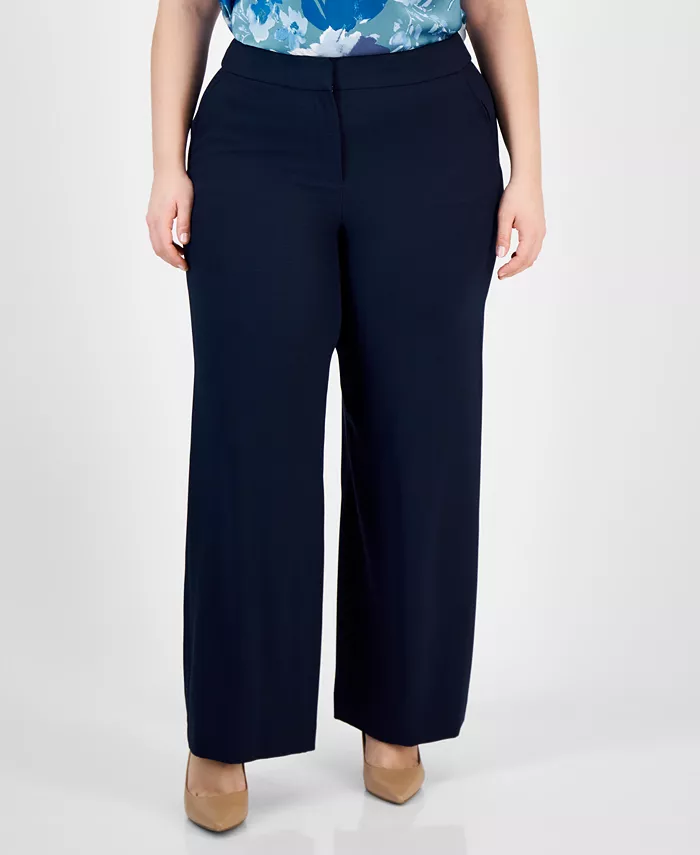 

Женские брюки Plus Size Mid-Rise Wide-Leg Pants Tahari ASL, синий
