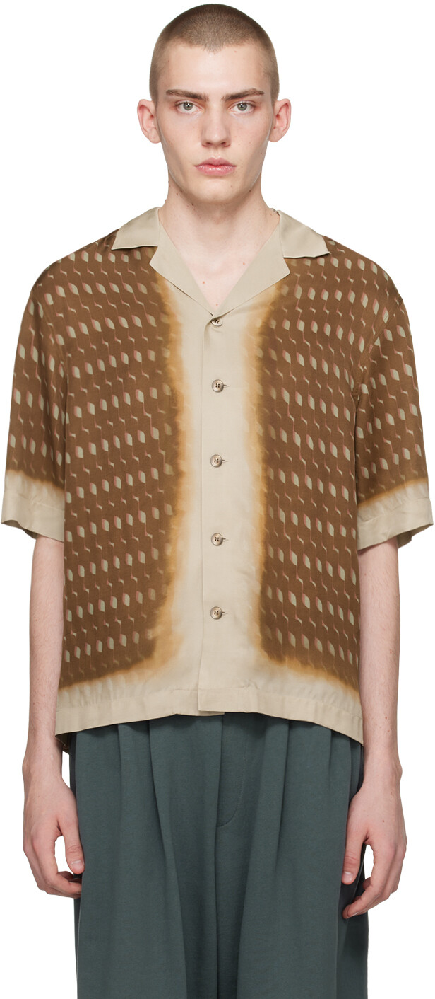 

Рубашка с темно-серо-коричневым узором Dries Van Noten