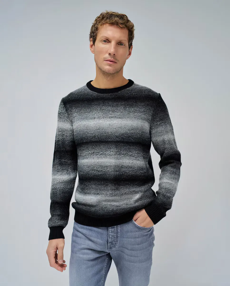 

Мужской трикотажный свитер в полоску Salsa Jeans, чёрный
