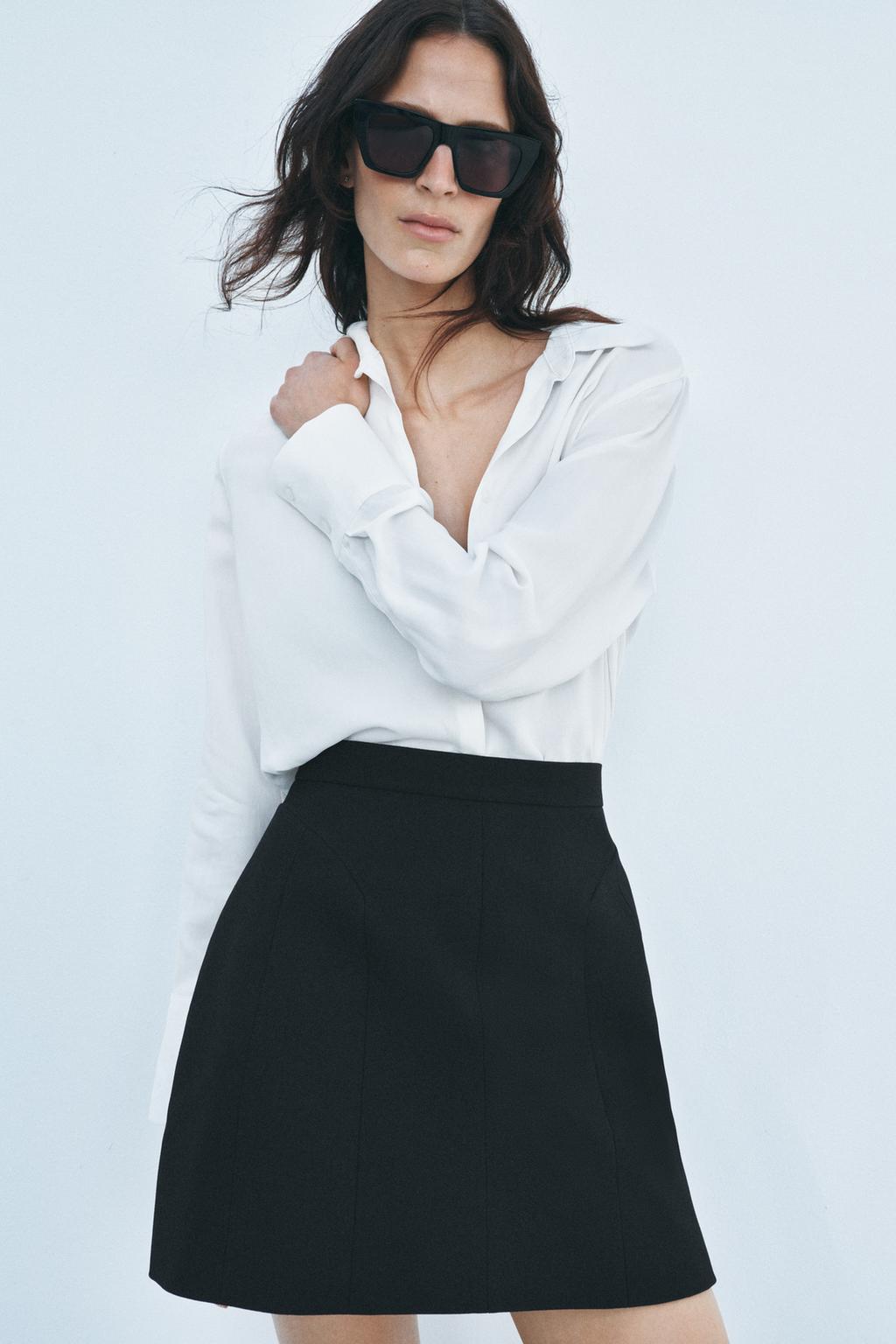 

Короткая текстурированная юбка ZARA, черный