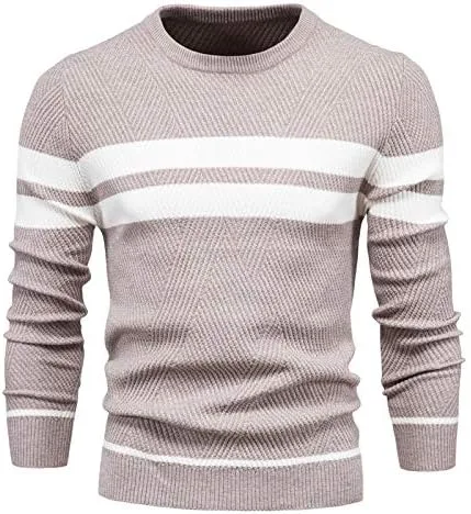 

Мужской повседневный полосатый пуловер, 50% Recycled Cellulose/20% Nylon/30% Polyester, круглый вырез WNBEOT