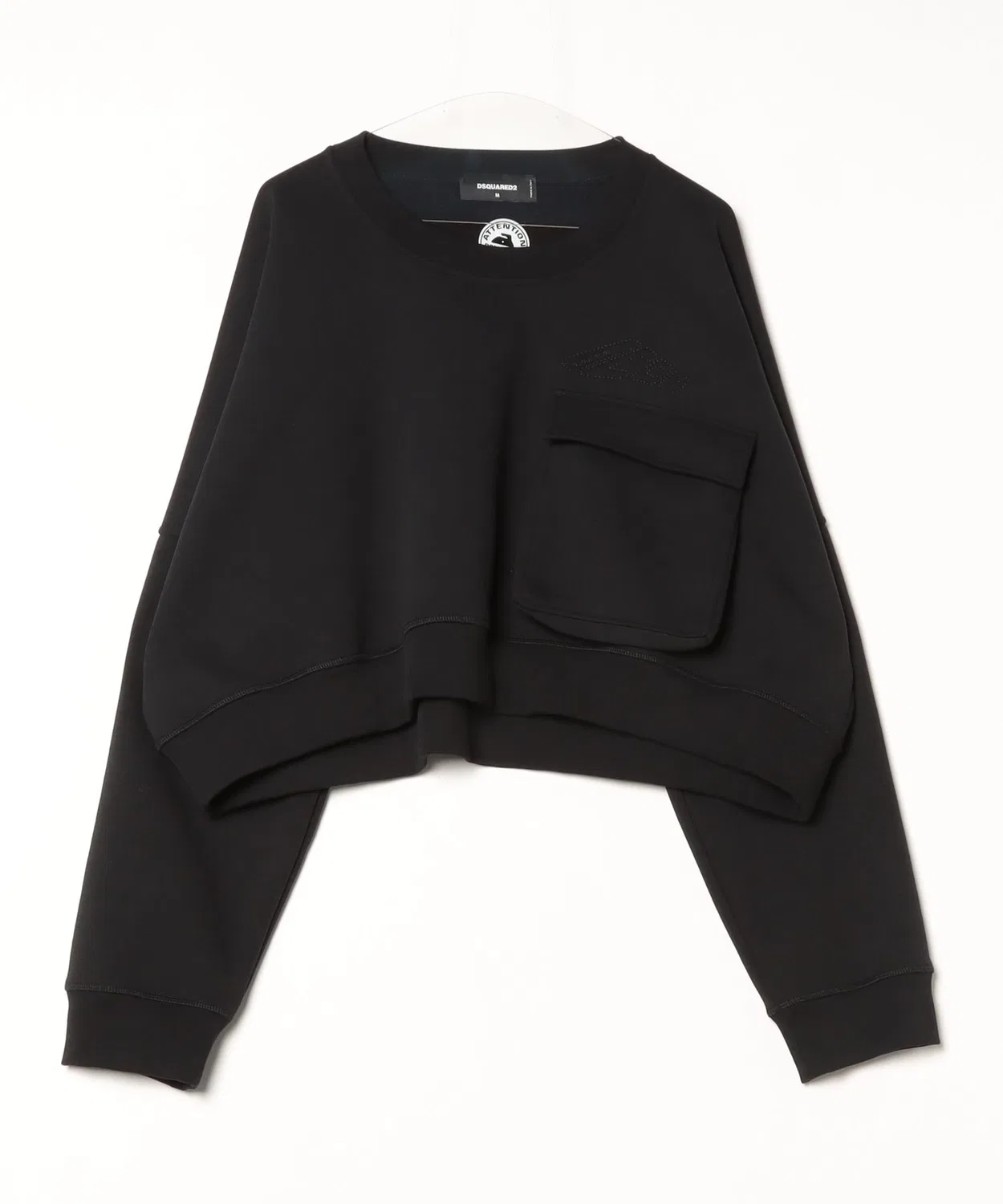 Свитшот утилитарный DSQUARED2 Icon New Generation Onion Cropped Fit Crewneck, хлопок/полиэстер, чёрный