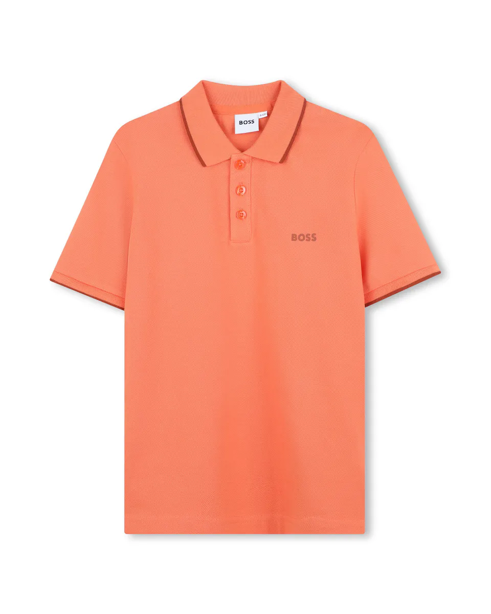 

Рубашка поло с коротким рукавом из 100% хлопка для мальчиков BOSS Kidswear, коралловый