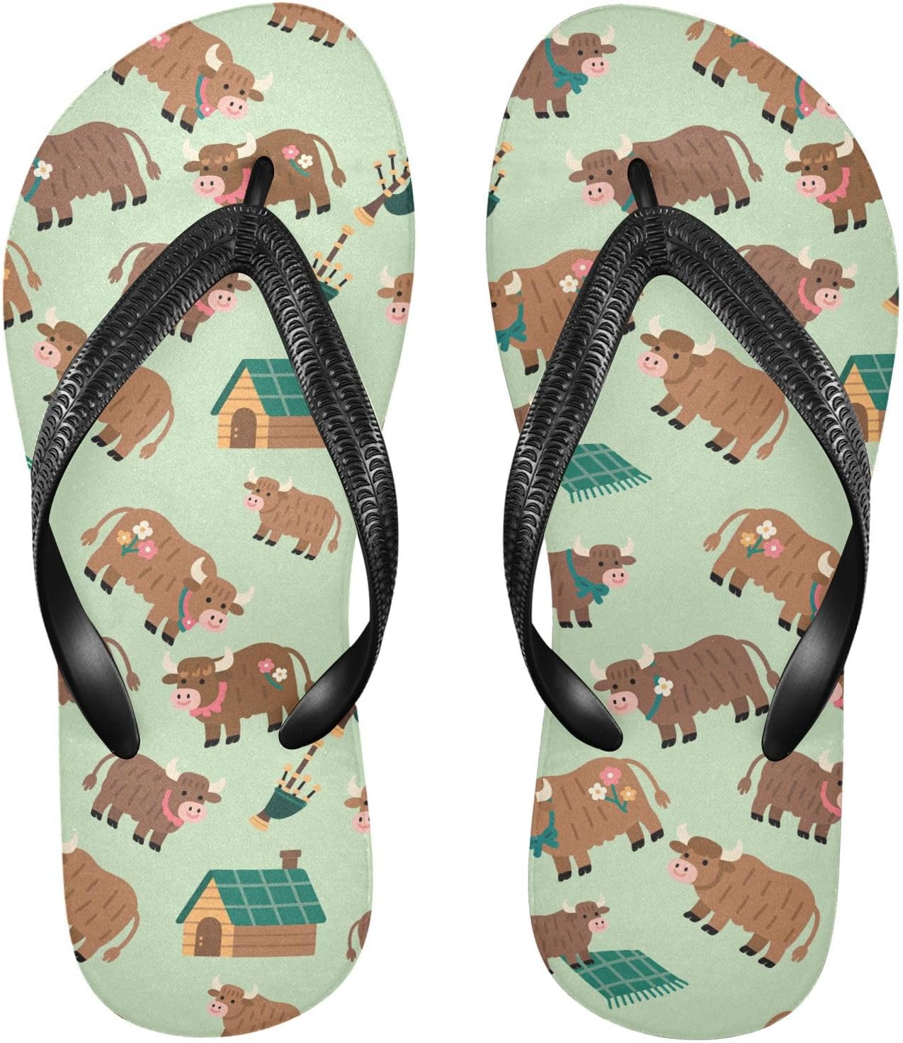 

Женские и мужские пляжные шлепанцы Highland Cow зеленого цвета, летние повседневные сандалии для душа 2301700 Kfbe