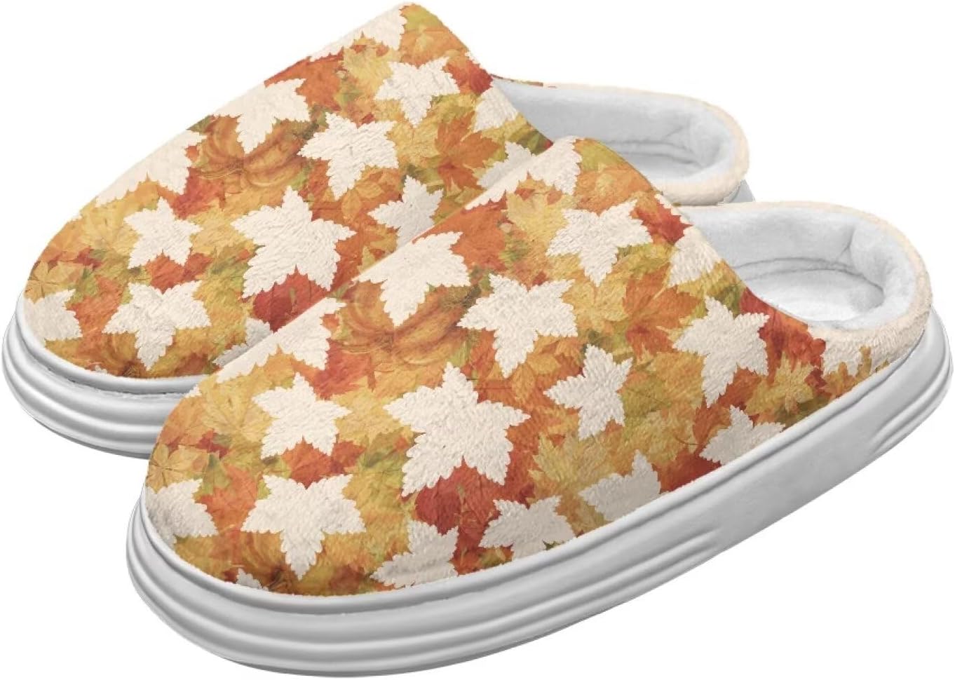 

Тапочки Chririnla на День Благодарения для женщин и мужчин, мягкие, уютные, комфортные, плюшевые, легкие, без шнурков, для дома и улицы, с противоскользящей подошвой из EVA, Cutout Maple Leaf