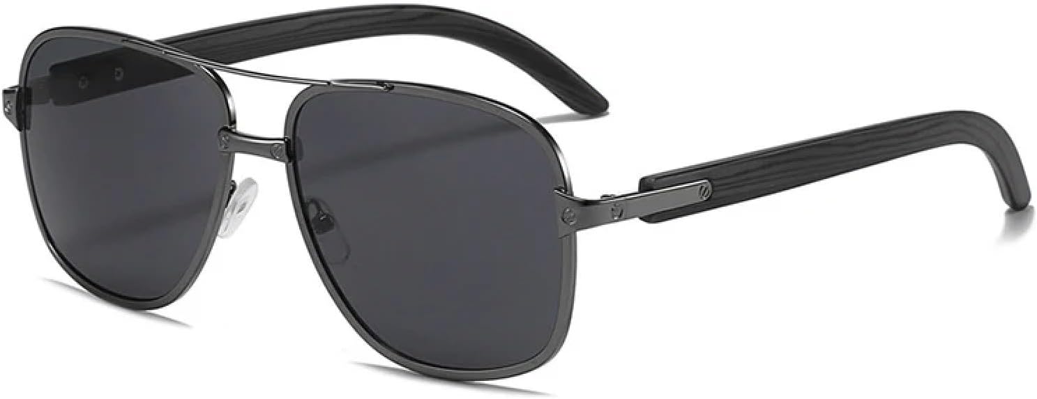 

Модные солнцезащитные очки с двойной перемычкой для женщин и мужчин, винтажные металлические солнцезащитные очки для активного отдыха и вождения, защита от УФ-излучения UV400 TKKTLLT, Gun Gray