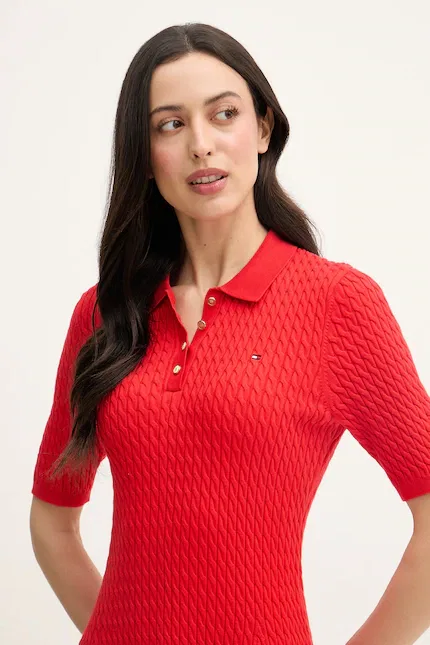 Платье мини вязаное Sukienka sweterkowa Tommy Hilfiger, красный — фото 4