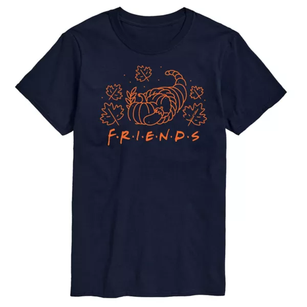 

Футболка с логотипом Big & Tall Friends и графическим изображением рога изобилия Licensed Character, синий