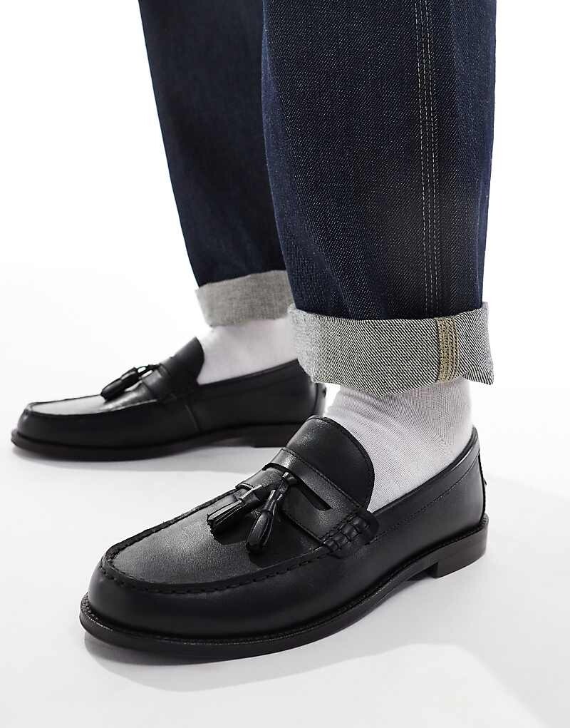 

Черные кожаные пенни-лоферы с кисточками ASOS DESIGN