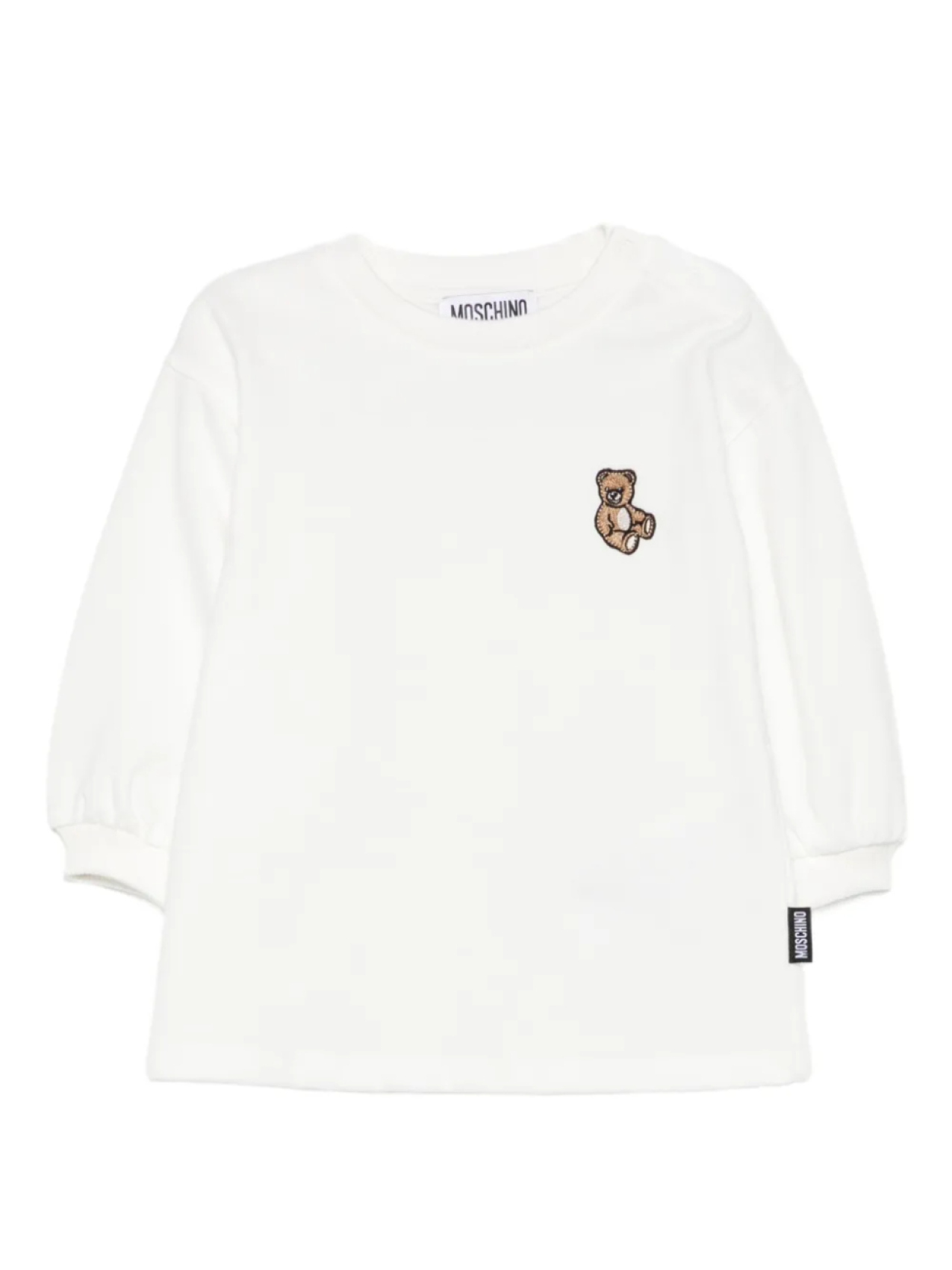 

Moschino Kids вышитое платье с плюшевым мишкой, белый