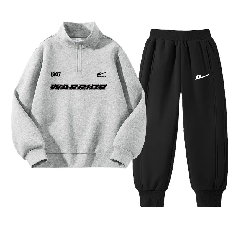 Детская повседневная спортивная одежда WARRIOR, Light Heather Gray/H Pure Black English-Black/H White Logo K
