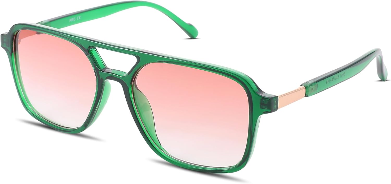 

Солнцезащитные очки Hycredi Retro Aviator для женщин и мужчин, модные квадратные солнцезащитные очки, винтажные прямоугольные женские солнцезащитные очки, Green/Light Brown