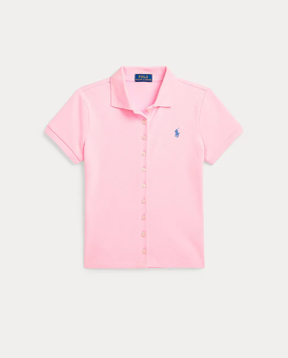 

Хлопковая рубашка-поло с планкой на пуговицах Polo Ralph Lauren, цвет Rosa