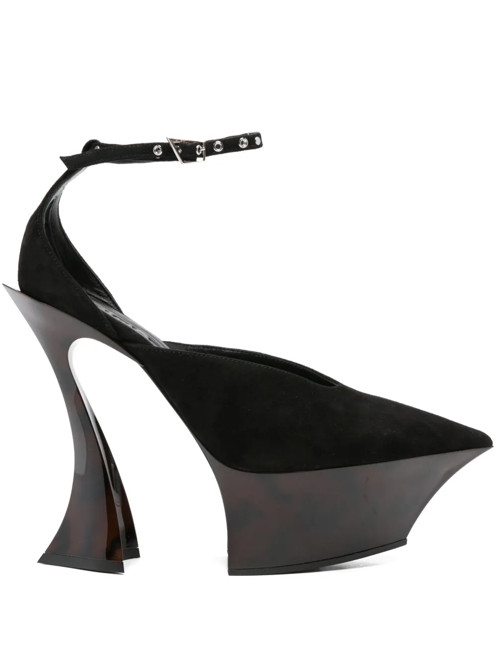 Кружевные туфли на платформе Mugler, черный
