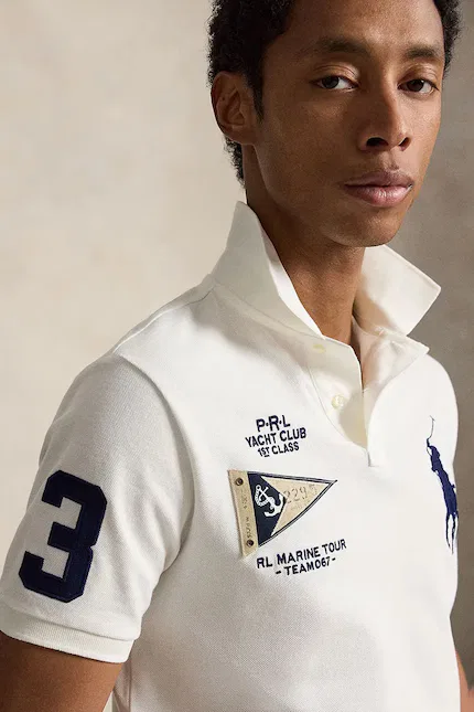 Футболка поло мужская из хлопка Polo Ralph Lauren, бежевый — фото 4