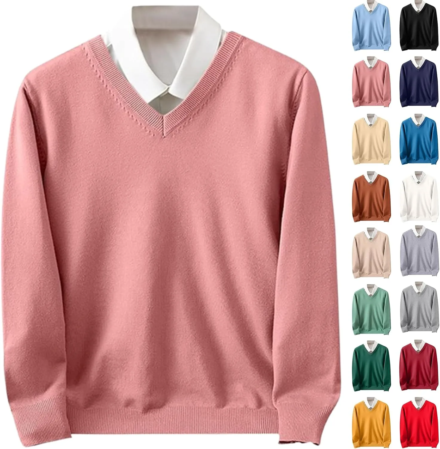 

Свитер мужской осенний легкий уютный V-образный вырез