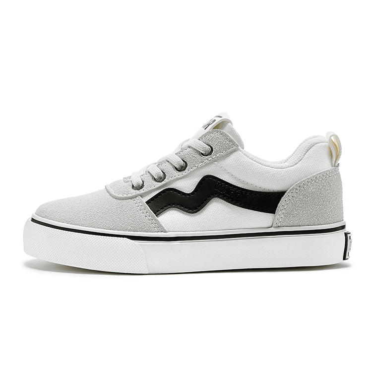 

Воинские противоскользящие износостойкие низкие детские парусиновые туфли бело-черные Kids'