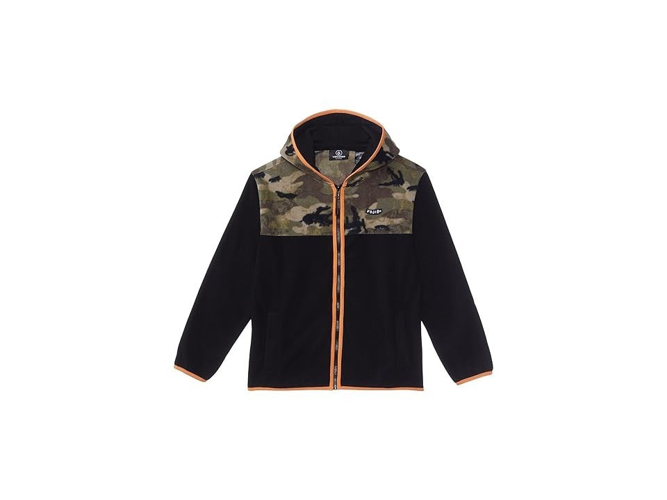 Детская куртка Volcom Polar Jacket для мальчиков, черная, камуфляжная, флисовая, на молнии, с капюшоном, уютная, GBO22 — фото 3