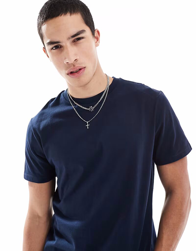 

Футболка ASOS DESIGN Essential с круглым вырезом темно-синего цвета