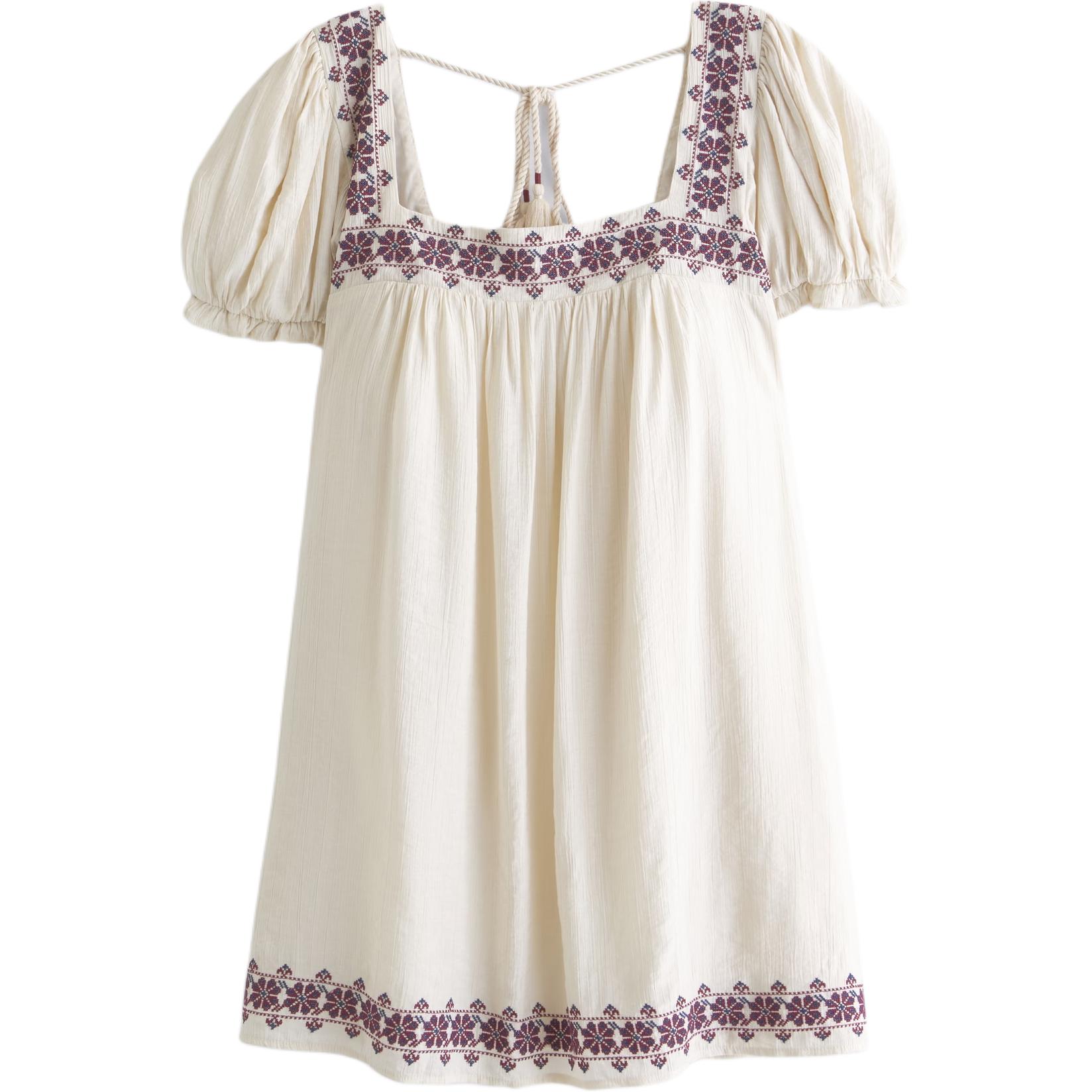 

Женское платье с коротким рукавом Abercrombie＆Fitch, кремовый