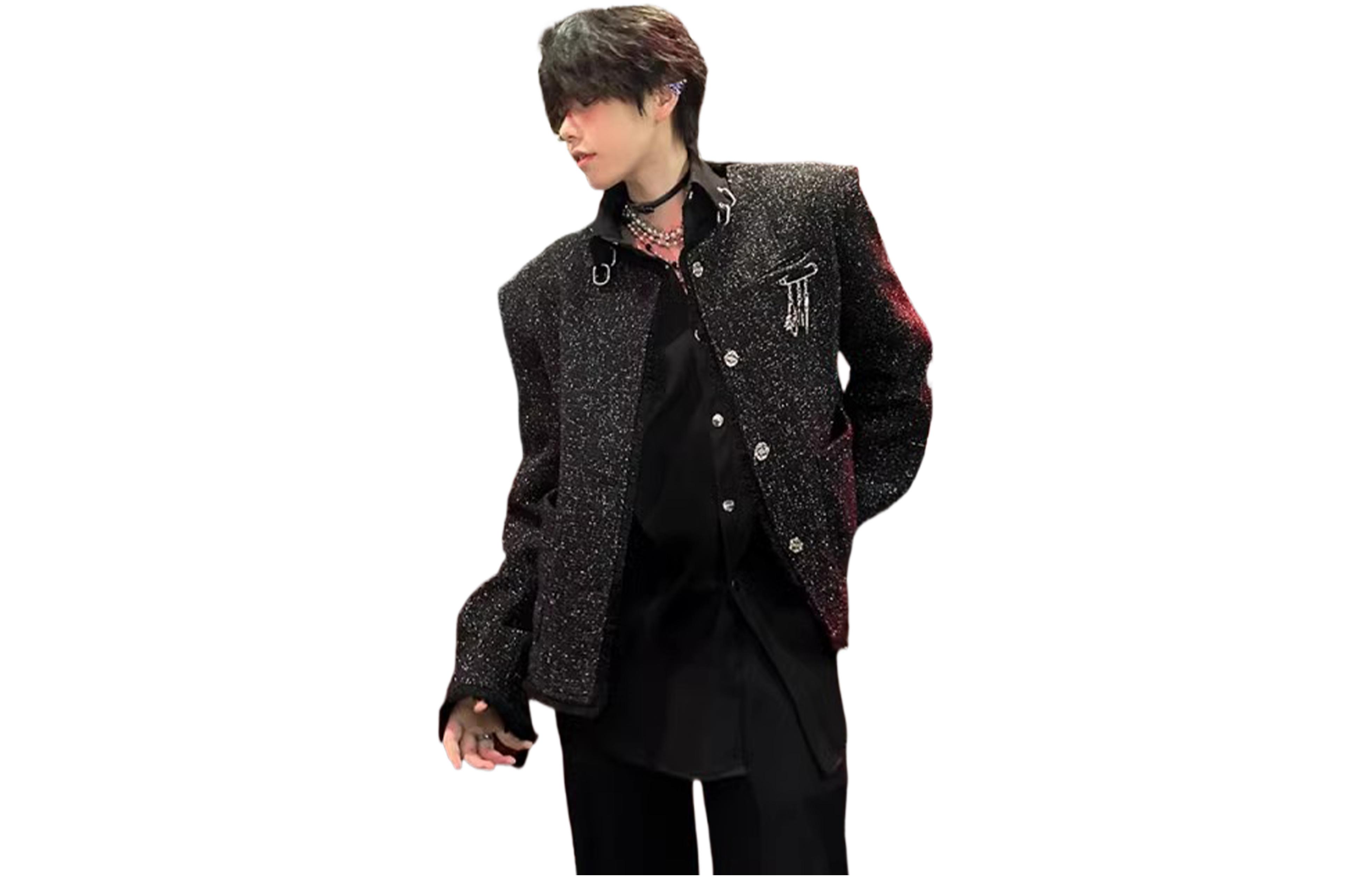 

ZIAREL Куртка Unisex Black With Charm Collarless Moderate Chanel inspired