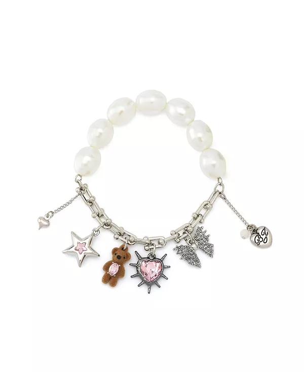 

Браслет из искусственного камня с подвесками в виде плюшевых бусин и жемчуга Betsey Johnson, multi