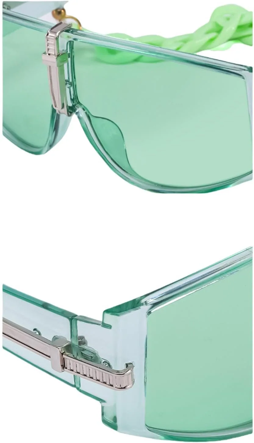 

Большие солнцезащитные очки-щитки для женщин и мужчин с цепочкой, роскошные винтажные панк-очки, модные очки с защитой от УФ-излучения UV400 TKKTLLT, C6gray