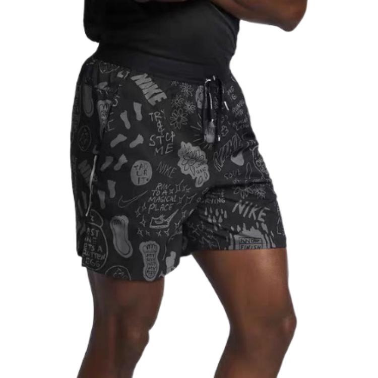 Шорты Nike Full Print Pattern Casual Sports Straight Running Shorts Men's Black AT7808-010 — фото 4